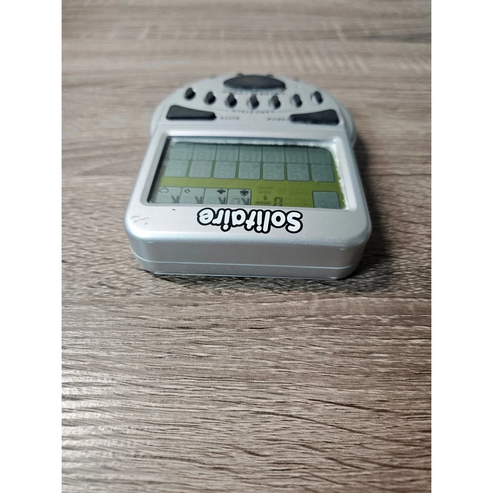 Handheld Electronic Solitaire Game Silver Portable Retro LCD Travel Card Game